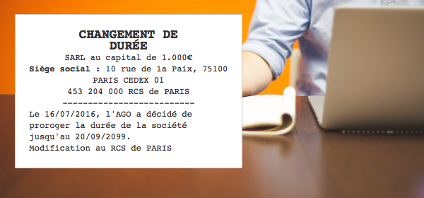 visuel modele annonce legale changement duree